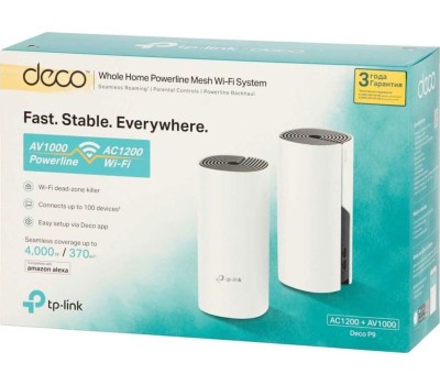 TP-LINK Бесшовный Mesh роутер DECO P9(2-PACK), Wi-Fi 5, AC1200, 2.4/5ГГц, 2 WAN/LAN, белый, 2 шт. в комплекте