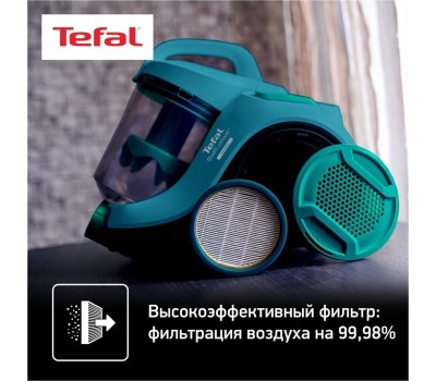 TEFAL Пылесос Swift Power Cyclonic TW2922EA, 750Вт, бирюзовый/черный [7211005022]