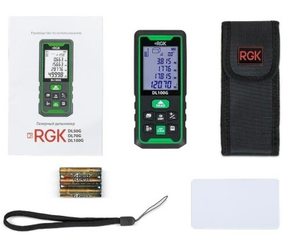 RGK Лазерный дальномер DL100G, 2 класс лазера, 535нм, луч зеленый [778190]