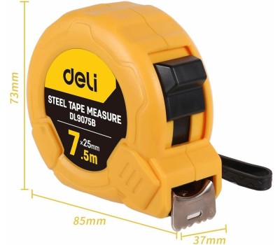 Рулетка DELI Рулетка DL9075B 7,5м*25мм, метрическая, ударопрочный корпус
