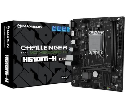 Материнская плата MAXSUN Материнская плата MS-Challenger H610M-H V1 WIFI H610, LGA1700, 2*DDR4, 1*PCIEx16, 1*PCIEx1, 1*M.2, 4*USB3.2Gen1, 6*USB2.0, 2*SATA3.0, 1G, VGA, HDMI, M-ATX, RTL