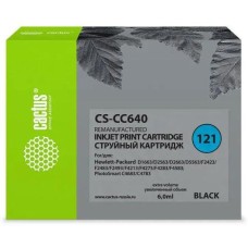 CACTUS Картридж струйный CS-CC640 №121 черный (6мл) для HP DJ D1663/D2563/D2663/D5563/F2423/F2483/F2493/F4213/F4275/F4283/F4583/PS C4683/C4783 с чипом