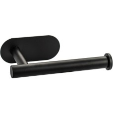 BRIMIX - Держатель туалетной бумаги из нержавеющей стали, антивандальный, на овальном основании, на самоклейке, черный, матовый 79912