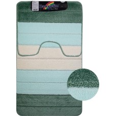 САНАКС - Коврик в ванную СИЛЬВЕР двойной, БИРЮЗОВЫЙ, полосы, 60х100 + 50х60 см, 100% полиэстер. 00204
