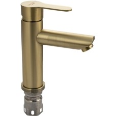 МАГНУС - Смеситель на раковину, литой корпус под матовое золото, из нержавеющей стали марки 201 9452