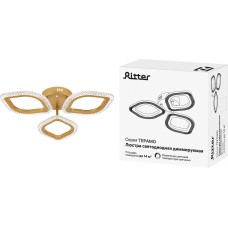 RITTER 51709 6 Люстра потолочная, светодиодная, диммируемая, ТЕРАМО, 440х440х75мм, 78Вт, 2700K/4200K/6400K, 14м², золото, 51709 6,