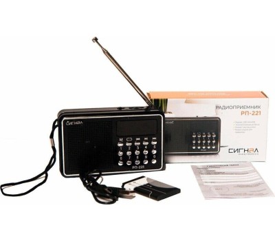 Радиоприемник СИГНАЛ РП-221 УКВ 88-108МГц, акб 400mAч, USB/microSD, дисплей