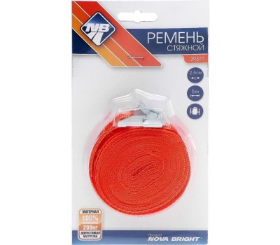Стяжка груза NOVA BRIGHT ленточная 2,5 см х 5 м, в блистере, с фиксатором 39371