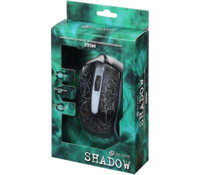 OKLICK Мышь Оклик 395M SHADOW черный оптическая (1500dpi) USB для ноутбука (3but)