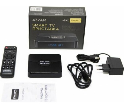 Приставка Смарт ТВ ATOM-432AM (Android TV Box), Amlogic S905W2, 4/32Gb, ВТ, дисплей, АTOM