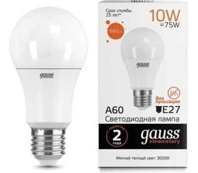 GAUSS Упаковка ламп LED E27, груша, 10Вт, 10 шт. [23210]