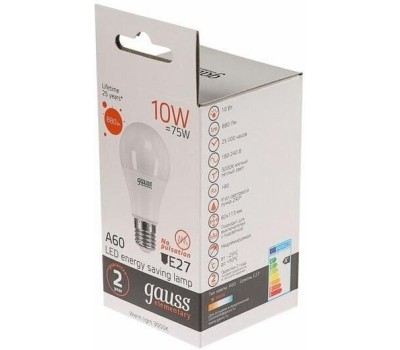 GAUSS Упаковка ламп LED E27, груша, 10Вт, 10 шт. [23210]