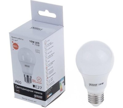 GAUSS Упаковка ламп LED E27, груша, 10Вт, 10 шт. [23210]