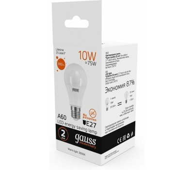 GAUSS Упаковка ламп LED E27, груша, 10Вт, 10 шт. [23210]