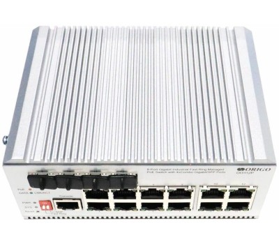 Коммутатор ORIGO Коммутатор OI3112P/185W/A1A 12-портовый гигабитный промышленный управляемый L2-коммутатор с 8 портами PoE+ и 4 комбо-портами