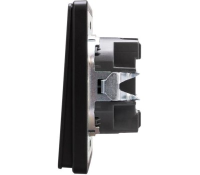 KRANZ Выключатель ROUND 1 кл проходной (переключатель) с подсветкой 10А с/у оникс