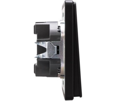 KRANZ Выключатель ROUND 1 кл проходной (переключатель) с подсветкой 10А с/у оникс