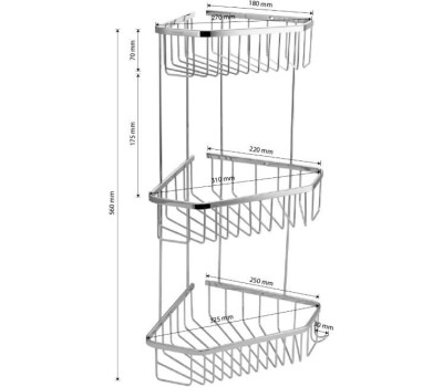 САНАКС - Полочка угловая, пятиугольная, тройная, 25х22х18 см, из нержавеющей стали 75046