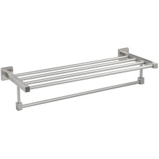 Аксессуары для ванной комнаты GFMARK 87142 Полка для полотенца с опорой, большая, из нержавеющей стали, с квадратными основаниями, цвет САТИН