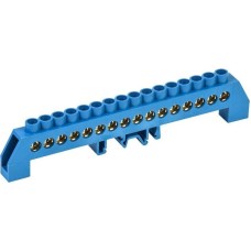 REXANT Шина «N» нулевая в комбинированном синем изоляторе на DIN-рейку 8x12мм 16 групп