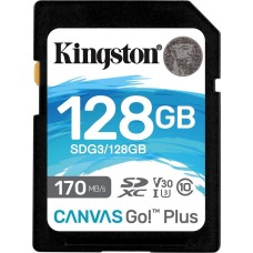 KINGSTON Карта памяти SDXC UHS-I U3 Canvas Go Plus 128 ГБ, 170 МБ/с, Class 10, SDG3/128GB, 1 шт., без адаптера