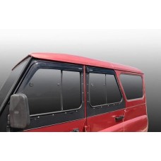 Дефлекторы VORON GLASS Дефлекторы UAZ Hunter 03-н.в. кроссовер, нак., неломающиеся, 4шт