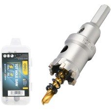 DELI Коронка по металлу твердосплавная с центрирующим сверлом DH-TCT025-E1 диаметр 25мм, шестигранный хвостовик