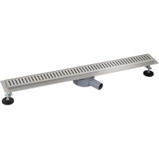 САНАКС - Трап 800 х 70 мм, с бортиком для плитки, из нержавеющей стали, горизонтальное подключение 360º, с сухим и гидрозатворами, цвет САТИН. 00140