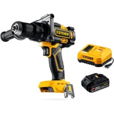 STEHER 20 В, 165 Н·м, 1 АКБ LMS (2 А·ч), бесщеточная ударная дрель-шуруповерт (CBS-165-21)