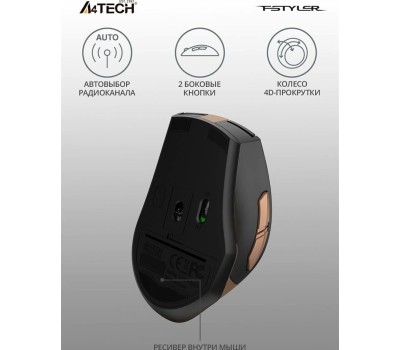 Беспроводная мышь A4TECH Fstyler FG35 золотистый/черный