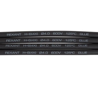 REXANT (23-4006) ТУТ КЛЕЕВАЯ 4,0/1,0 ММ, (4: 1) , УПАКОВКА 10 ШТ. ПО 1 М, ЧЕРНАЯ