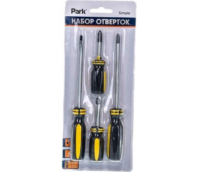 PARK Набор отверток 4шт, пластиковые рукоятки, серия Simple (008361)