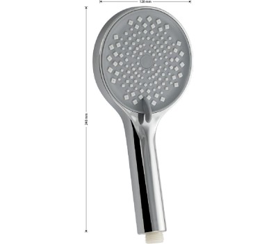 Лейка GFMARK 6094 Лейка душевая массажная, круглая, из высокопрочного АБС пластика, серая вставка с белыми квадратными форсунками, цвет ХРОМ
