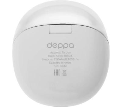 DEPPA Наушники Air Joy, Bluetooth, вкладыши, белый [44310]