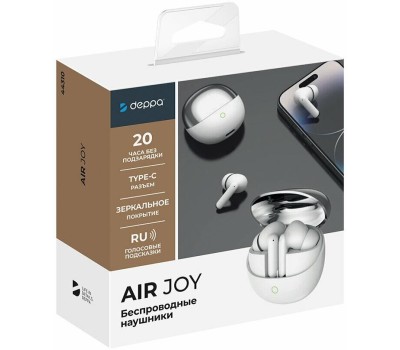 DEPPA Наушники Air Joy, Bluetooth, вкладыши, белый [44310]