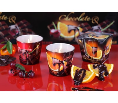 Свеча BARTEK Фрукты в шоколаде (CHOKOLATE) (90*75) в стакане