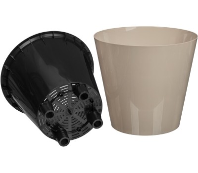 Горшок цветочный HOMVER Rosemary D330мм, 16л с дренажной вставкой на колесиках (бежевый) 221600427/01