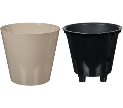 Горшок цветочный HOMVER Rosemary D330мм, 16л с дренажной вставкой на колесиках (бежевый) 221600427/01