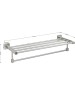 Аксессуары для ванной комнаты GFMARK 87142 Полка для полотенца с опорой, большая, из нержавеющей стали, с квадратными основаниями, цвет САТИН