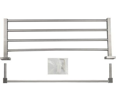 Аксессуары для ванной комнаты GFMARK 87142 Полка для полотенца с опорой, большая, из нержавеющей стали, с квадратными основаниями, цвет САТИН