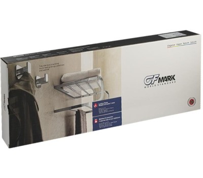 Аксессуары для ванной комнаты GFMARK 87142 Полка для полотенца с опорой, большая, из нержавеющей стали, с квадратными основаниями, цвет САТИН