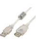 GEMBIRD Cablexpert Кабель удлинитель USB2.0 Pro, AM/AF, 4,5м, экран, 2 феррит.кольца, прозрачный (CCF-USB2-AMAF-TR-15)