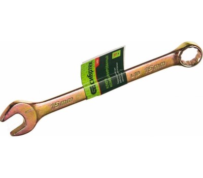 Ключ комбинированый СИБРТЕХ Ключ комбинированный, 15 мм, желтый цинк 14981