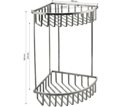 САНАКС - Полочка угловая, овальная, двойная 20 см, плоские прутья, из нержавеющей стали, матовая 75054