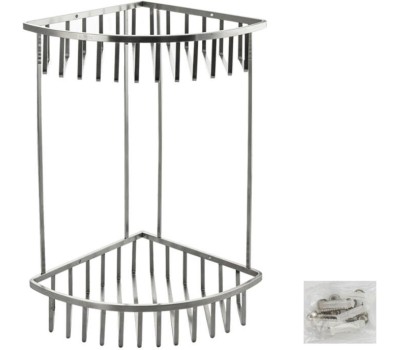 САНАКС - Полочка угловая, овальная, двойная 20 см, плоские прутья, из нержавеющей стали, матовая 75054