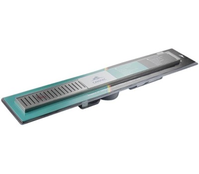 САНАКС - Трап 800 х 70 мм, с бортиком для плитки, из нержавеющей стали, горизонтальное подключение 360º, с сухим и гидрозатворами, цвет САТИН. 00140