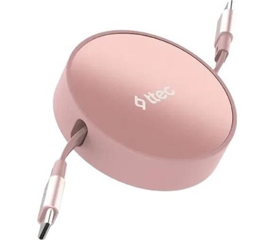TTEC Кабель выдвижной USB-C to USB-C Mini Retractable 100W PD/QC 120cm Fast Charge Cable. Длина: 120 см. Цвет: нежно-розовый