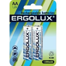 Элементы питания ERGOLUX (12975) AA-1500MAH NI-MH BL-2 (NHAA1500BL2, аккумулятор,1.2В)
