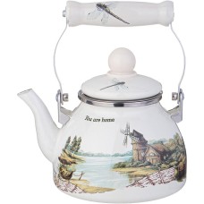 AGNESS 943-061 ЧАЙНИК ЭМАЛИРОВАННЫЙ СО СЪЕМНЫМ ФИЛЬТРОМ ИЗ НЖС, 1,1 Л