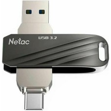 Флешка NETAC Флешка USB US1 64ГБ, USB3.2, черный и серебристый [nt03us11c-064g-32bk]